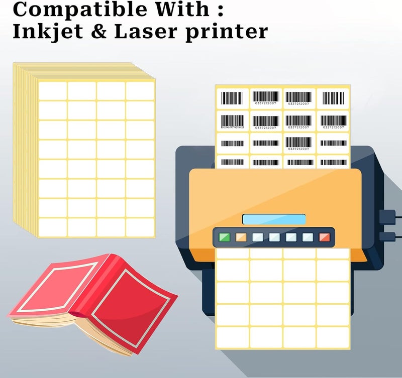 Sliverdew 480 Pcs White Blank Labels Self Adhesive Library Book Spine Labels 1" x 1.5" Mailing Address Label Stickers Small Barcode Labels for Laser/Ink Jet Printers - Image 4